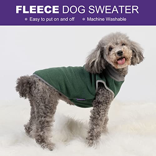 cyeollo 2 Pack Dog Sweaters Stretchy Fleece Sweatshirt with Reflective Stripe Pullover Stretchable Sweater Dog Clothes for Small Puppy Dogs, Green & Grey S - color: Green & Grey, size: Small