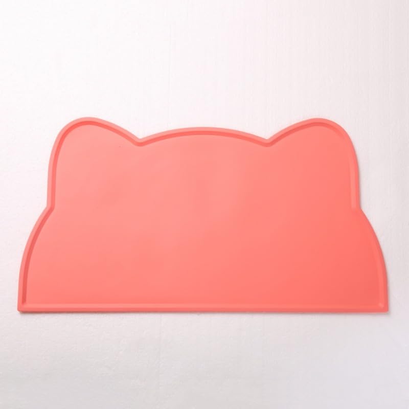 Silicone Pet Feeding Mat Non-Slip Waterproof Dog Cat Food Bowl Tray Easy to Clean for Floor (Pink) - color: pink