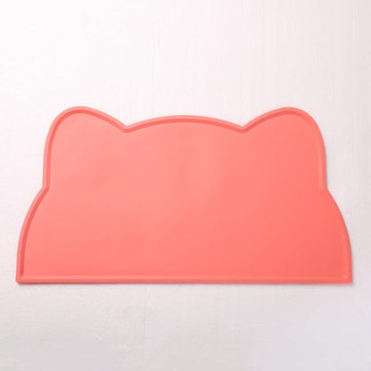 Silicone Pet Feeding Mat Non-Slip Waterproof Dog Cat Food Bowl Tray Easy to Clean for Floor (Pink) - color: pink