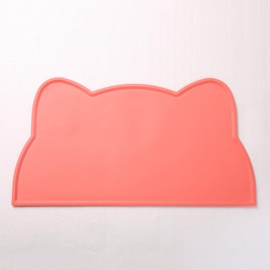 Silicone Pet Feeding Mat Non-Slip Waterproof Dog Cat Food Bowl Tray Easy to Clean for Floor (Pink) - color: pink