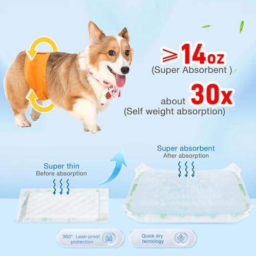 Dog Diaper Liners 100ct, Super Leak Proof and Absorption Disposable Dog Diaper Booster Pads for Female and Male Fit Most Reusable Pet Belly Bands, Wraps, and Period Diapers (X-Large，XL-100ct) - size: X-Large