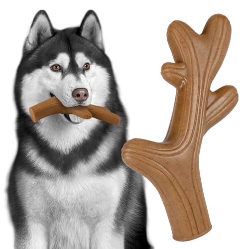 Indestructible Dog Chew Toy for Aggressive Chewers, Tough Nylon Dog Bone for Large and Medium Breeds, Long Lasting Heavy Duty Power Chewer Toy - NOT for Puppies or Small Dogs (Antler) - color: Antler