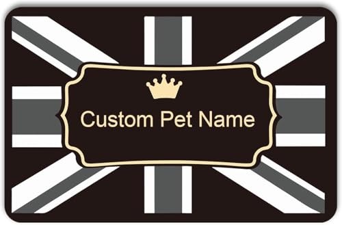 Personalized Dog & Cat Food Mat with Name | Waterproof PU Pet Bowl Mat | Non-Slip Rubber Bottom | Easy Clean | 3 Sizes (24"×16", 30"×20", 36"×24") England - color: England