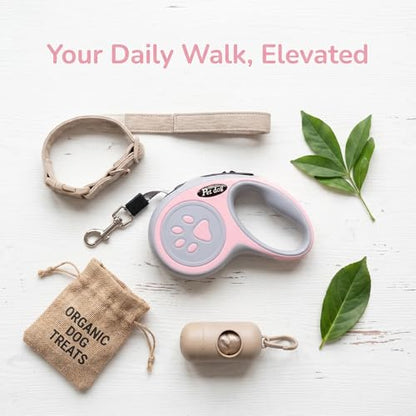 Retractable Dog Leash for Small Medium Dogs One-Click Brake & Lock Anti-Slip Ergonomic Handle 360° Tangle-Free Zinc Alloy Hook Durable ABS Casing-9.84feet Pink - color: Pink, size: 1