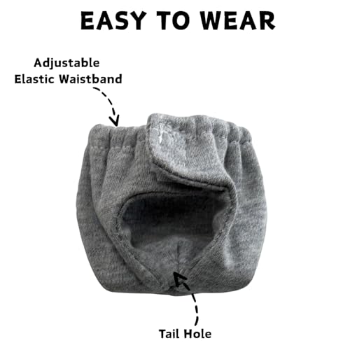 Washable Squirrel Diapers - Extra Small Reusable Pet Cloth Diapers Highly Absorbent Leak-Proof Urine Wet Pants with Adjustable Waistline for Indoor Squirrel (Grey, M (3.9" - 6.3"), Count, 1) - color: Grey