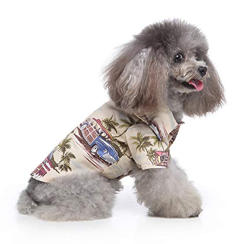 Tangpan Summer Pet Daisy Hawaiian Beach Plaid Print Shirts Clothes for Dog Beige XL - color: Beige, size: X-Large