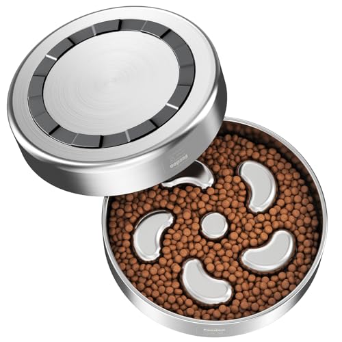 Slow Feeder Dog Bowl-2Cups for Medium Breeds, Double Wall Food-Grade Stainless Steel, Heavy Duty with Non-Slip Rubber Base, Puzzle Maze Bowl to Slow Down Eating - color: Spiral-1Pack, size: M 2~2.5Cups