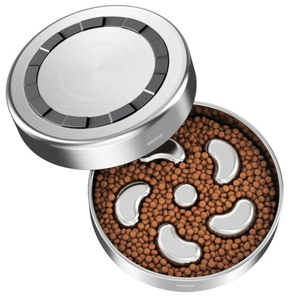 Slow Feeder Dog Bowl-2Cups for Medium Breeds, Double Wall Food-Grade Stainless Steel, Heavy Duty with Non-Slip Rubber Base, Puzzle Maze Bowl to Slow Down Eating - color: Spiral-1Pack, size: M 2~2.5Cups