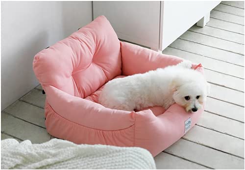 Aidou Dog Car Seat Booster for Small to Large Dogs & Cats, Safety Seat with Storage & Dual-use for Car & Home (Medium Pink) - color: Midium Pink