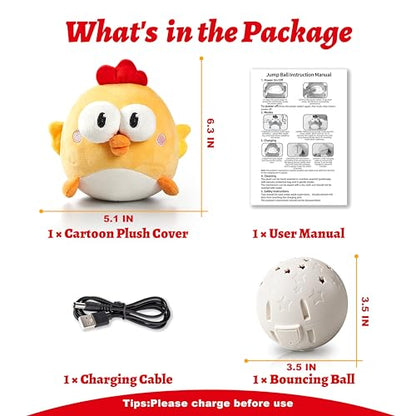 GUKCO Interactive Dog Toys, Squeaky Moving Ball Toy with Jumping & Music Modes, Rechargeable Plush Chew Toys for Small/Medium/Large Dogs to Keep Puppy Busy Pet Toys (Chick) - color: Chick