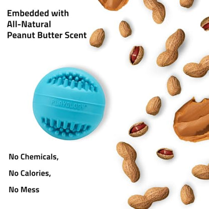 Playology Dog Toys | Dental Chew Ball for Senior Dogs | Peanut Butter Scented Medium Toy | Dog Balls for Healthy Teeth and Gums - size: Medium Chew Ball, style: Peanut Butter