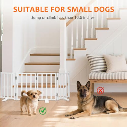 Snagle Paw Short Dog Gate,16.5" Tall Freestanding Metal Dog Gate Only for Small Dogs with Support Feet Easily Step Over,Up to 48" Wide Puppy Gate Indoor for Stairs,Doorways(White,4 Panel) - size: White-4 Panels 16.5"H*48"W