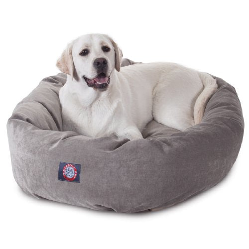 Majestic Pet 40 Inch Micro Velvet Calming Dog Bed Washable – Cozy Soft Round Dog Bed with Spine for Head Support - Fluffy Donut Dog Bed 40x29x9 (inch) – Round Pet Bed Large - Vintage - color: Vintage
