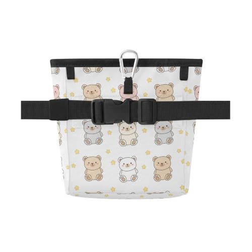 Bear Water-Resistant Dog Treat Pouch, 3 Ways to Wear Treat Bag with Magnetic Closure & Reflective Strip, Hands-Free for Pet Training, Walking