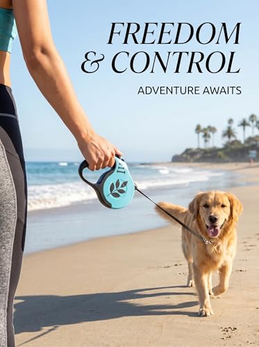 3 Meter Retractable Dog Leash Leaf Print, 10ft Nylon Tape with One-Handed Brake for Pet Walking and Training - color: Blue