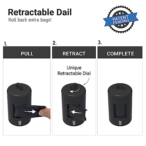 SVD.PET Dog Poop Bag Dispenser, Retractable Waste Bag Dispenser, Lightweight Poop Bag Holder, Stretchy Strap Fits Any Dog Leash, Doggy Walking Accessory (Black) - color: Dispenser - Black
