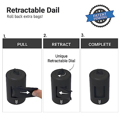 SVD.PET Dog Poop Bag Dispenser, Retractable Waste Bag Dispenser, Lightweight Poop Bag Holder, Stretchy Strap Fits Any Dog Leash, Doggy Walking Accessory (Black) - color: Dispenser - Black