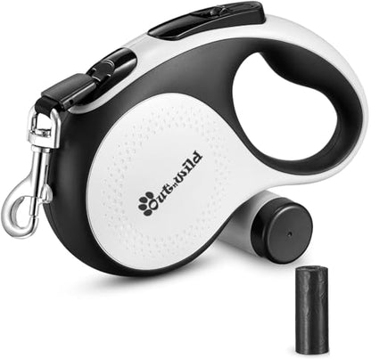 OUTnWILD Retractable Dog Leash - Retractable Dog Leash 16ft for Breeds Up to 66lbs. 360° Tangle Free Design with One Touch Quick-Lock Braking System&Anti-Slip Handle (White) - color: White
