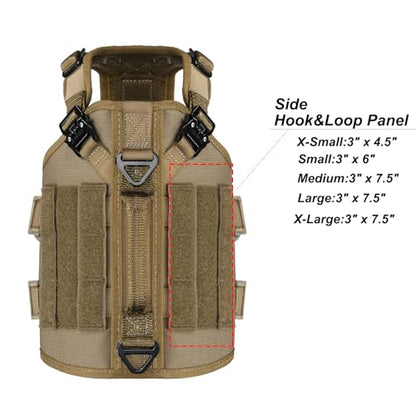 ICEFANG GN3 Tactical Dog Harness with 6X Buckle,Dog Molle Vest with Handle,3/4 Body, Hook and Loop Panel for ID Patch,No Pulling Front Clip (XS (Neck 12"-17"; Chest 17"-23"), Coyote Brown) - color: Coyote Brown, size: XS (Pack of 1)