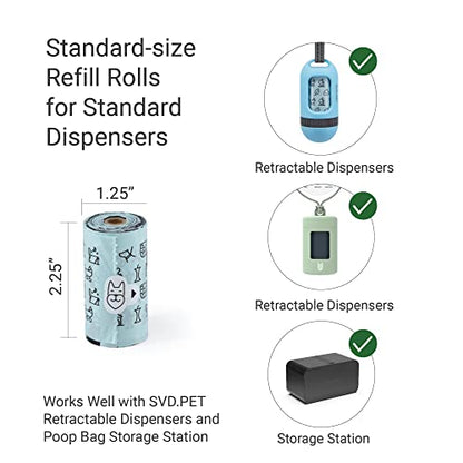 SVD.PET Dog Poop Bags, 120 Unscented Doggie Poo Bags, with Waste Bag Holder, Extra Thick With 100% Leak-Proof Guarantee (8 Rolls, 120 count) - color: 120 Poop Bags w/ Black Holder