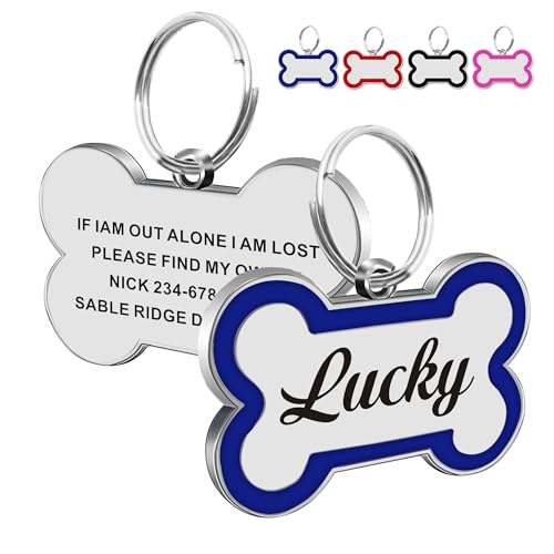 Dog Tags Personalized for Pets Dog Name Tags Personalized Dog Tag Engraved Custom Dog Tags for Pets Custom ID Tags for Puppy Cat (Blue, L) - color: Blue, size: L