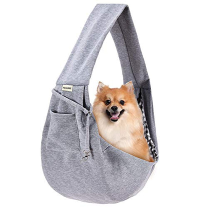 FDJASGY Small Pet Sling Carrier-Hands Free Reversible Pet Papoose Bag Tote Bag with a Pocket Safety Belt Dog Cat for Outdoor Travel Charcoal Gray - color: Charcoal Gray