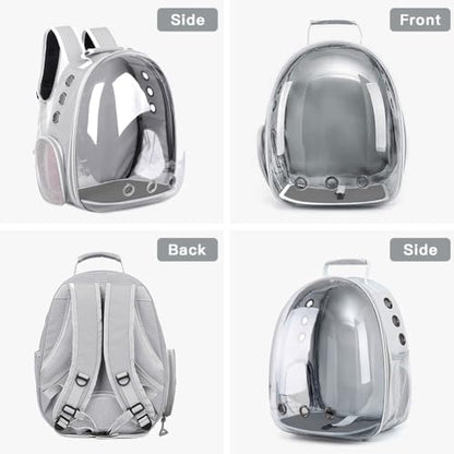 Pet Backpack Carrier with Harness Backpack with Bubble Clear Front for Cats, Small Dogs, Bunnies etc with Harness Included, Pet Carrier for Traveling, Walking, Hiking and Outdoor Activities - color: Grey