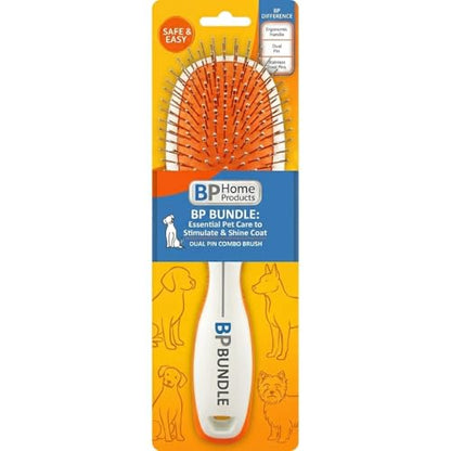 Double Sided Pet Grooming Brush | Soft Bristle Dog Brush for Shedding | Pin Brush for Light Detangling & Smoothing Coat | Cats Grooming Brushes For Short Long Hair | Pet Hair Removal Tool