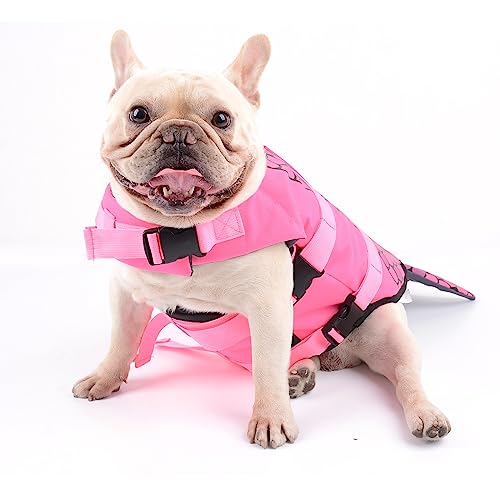 Dog Life Jacket Mermaid Swimming Vest Dog Safety Swimsuit Floatation Life Vest for French Bulldog/Pug(S,Mermaid) - size: Small