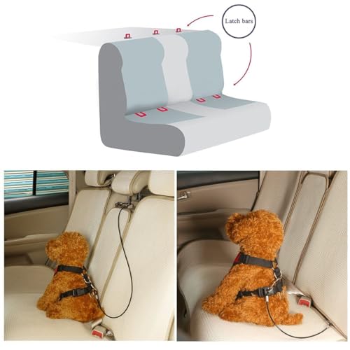 Mogoko Pet Dog Car Seat Belt Restraint, Coated Stainless Steel Chew Proof Dog Vehicle Safety Tether Cable, Double Clip No-Chew Pet Car Leash Lead-16 Inch Black - color: Black, size: 16 inches