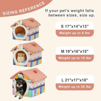 Dog&Cat House Dog&Cat Bed with Cover Cave with Non-Slip Bottom. (Rainbow, Medium) - color: Rainbow, size: Medium