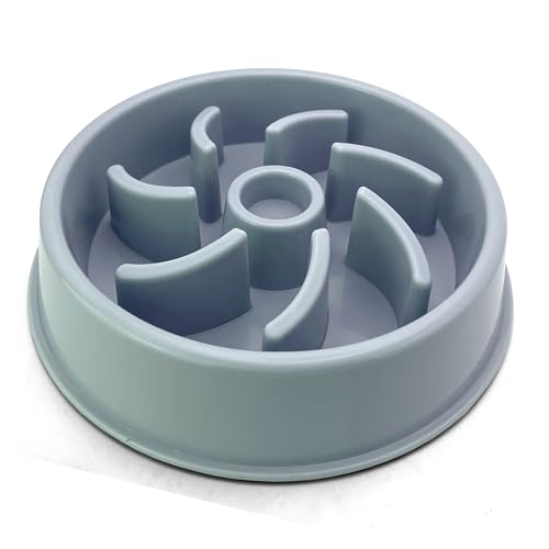Cutie's PetBox Slow Feeder Dog Food Bowl, Plastic Swirl Design with Anti-Slip Base (Blue)