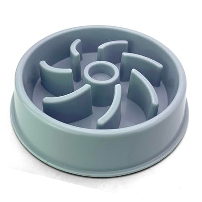 Cutie's PetBox Slow Feeder Dog Food Bowl, Plastic Swirl Design with Anti-Slip Base (Blue)