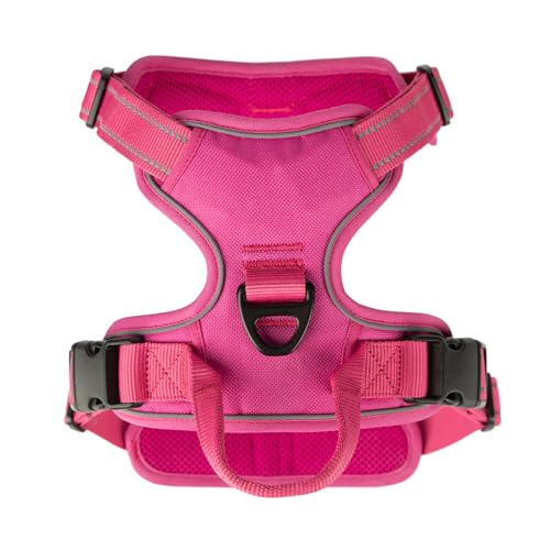 Voyager Dog Harness Dual Leash Attachment No-Pull Control Adjustable Soft but Strong Pet Harness for Medium and Large Dogs with 3M Reflective Technology, Fuchsia Nylon, M (Chest: 20-25") - color: Fuchsia Nylon, size: M (Chest: 20 - 25")