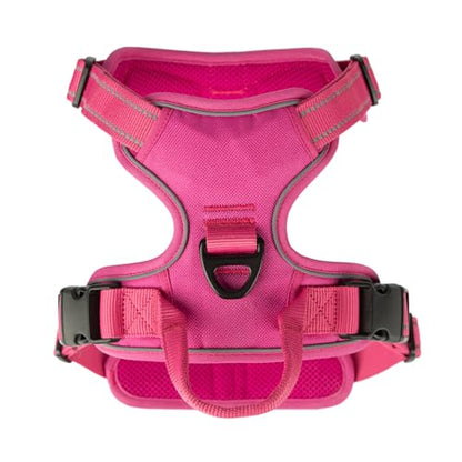 Voyager Dog Harness Dual Leash Attachment No-Pull Control Adjustable Soft but Strong Pet Harness for Medium and Large Dogs with 3M Reflective Technology, Fuchsia Nylon, L (Chest: 25-30") - color: Fuchsia Nylon, size: L (Chest: 25 - 30")