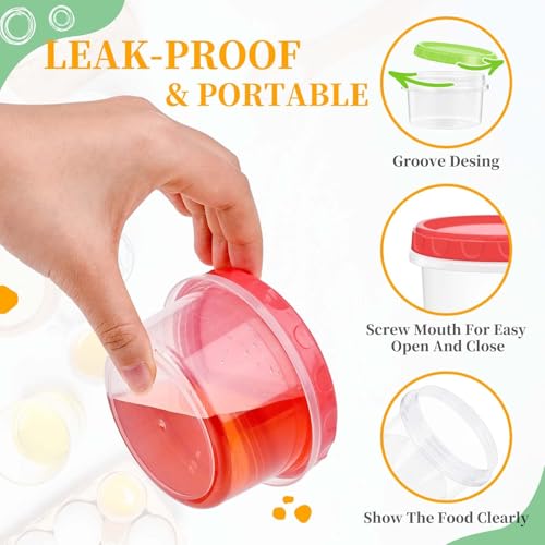 TOFLEN Reusable Small Freezer Containers 8 Oz Plastic Food Storage Containers with Screw On Lids, Leakproof & Airtight, Freezer Safe, Dishwasher Safe, Set of 6 Multicolor - size: 8 oz*6