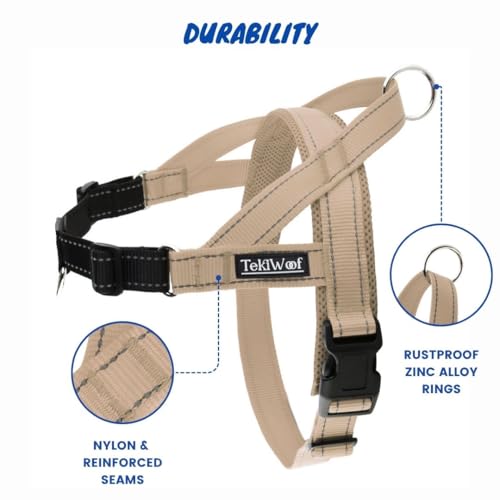 No Pull Dog Harness with Handle, Rear & Front Clip, Adjustable, Easy On/Off, Reflective, Lightweight & Mesh Padded, No Choke. Dog Harness Small Sized Dog (Beige-Black, Small) - color: Beige-Black, size: Small