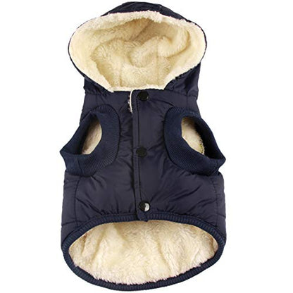 Vecomfy Fleece Lining Extra Warm Dog Hoodie in Winter,Small Dog Jacket Puppy Coats with Hooded,Blue XS - color: Blue, size: X-Small (Pack of 1)