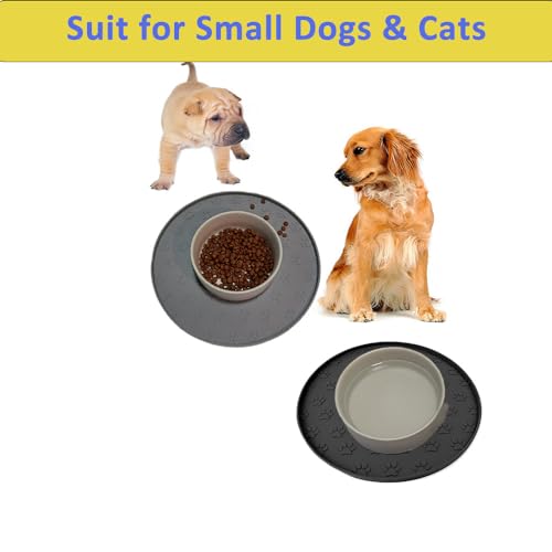 Dog Food Mat for Food and Water, Waterproof Pet Food Mat with Edges, Nonslip Dog Feeding Mat for Protecting Floors (2Pack Black) - color: 2Pack Black