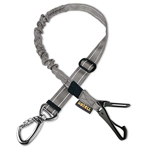 AUBELL Dog Seat Belt for Car,Updated 3-in-1 Adjustable Reflective Bungee Heavy Duty Dog Car Harness Tether with Clip Hook Latch & Buckle,Swivel Zinc Alloy Carabiner,Grey - color: Grey