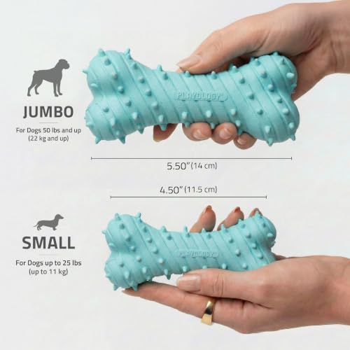 Playology Dog Toys | Teething Bone for Large Puppies and Young Dogs | Peanut Butter Scented Jumbo Dog Bone Chew Toy | Teething Puppy Essentials - size: Jumbo, style: Peanut Butter