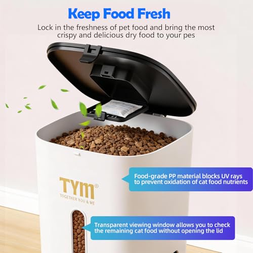 Automatic Cat Feeder with 2 Camera for 2 Cats, 7L Large Food Dispenser | Multiple Cats Household | Timed Cat Feeder | Two-way Voice | Separation Anxiety | Weight / Diet Control | 5G WiFi APP Control - color: White-2b