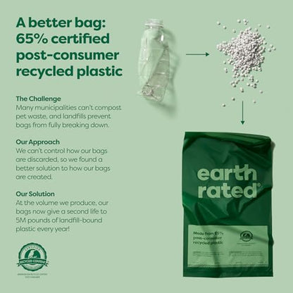 Earth Rated Dog Poop Bags, Thick Grab and Go Single Roll, Ideal for Backyard Pickups, Lavender Scented, 300 Count - style: Lavender