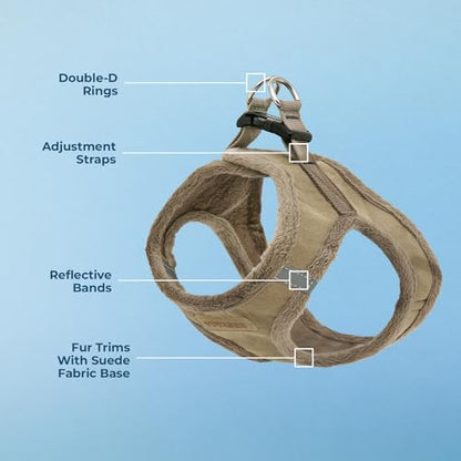 Best Pet Supplies - All Weather Plush, Reflective, No Pull Harness for Small, Medium Dogs, Cats - Secure with Hook & Loop Fastener, Buckle, Double D-Rings - Latte Suede, L - color: Latte Suede, size: L