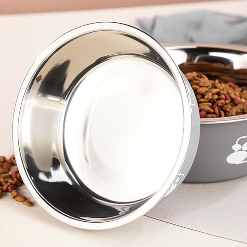 Dogs Bowl Stainless Steel Bowl Pet Bowl Anti Slip Dog Bowl Feeding Bowl Dog Water Bowl Pet Feeding Bowl Portable - color: Gray, size: 18cm