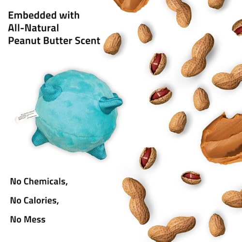Playology Dog Toys | Plush Sensory Ball for Large Puppies and Young Dogs | Peanut Butter Scented Jumbo Dog Ball Chew Toy | Teething Puppy Essentials - size: Jumbo, style: Peanut Butter