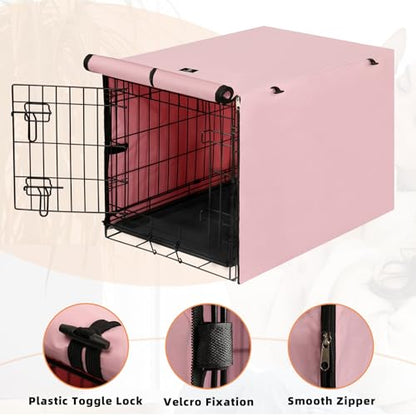X-ZONE PET Double Door Dog Crate Cover - Polyester Pet Kennel Cover Fits 24 inches Wire Dog Cage Pink - color: Pink, size: 24.0"L x 18.0"W x 20.0"H