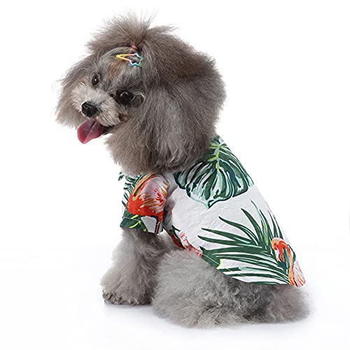 Tangpan Summer Pet Daisy Hawaiian Beach Plaid Print Shirts Clothes for Dog S09 White M - color: Y White, size: Medium