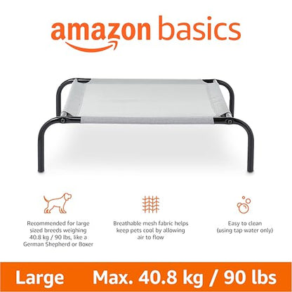 Amazon Basics Cooling Breathable Elevated Dog Bed with Metal Frame for Large Dogs, 51" x 31" x 8", Grey - color: Grey, size: Large