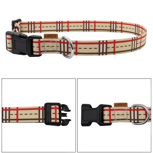 Dog Collar, Cute Stripe Pattern, Soft and Adjustable Collar with Quick Release Buckle (S (Neck 11-18", Width 5/8"), Stripe Cream) - color: Stripe Cream, size: S (Neck 11-18", Width 5/8")